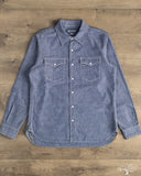 Iron Heart IHSH-13-BLU - 10oz Selvedge Chambray Single Yoke Western Shirt - Blue