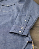 Iron Heart IHSH-13-BLU - 10oz Selvedge Chambray Single Yoke Western Shirt - Blue