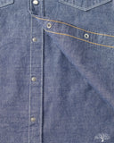Iron Heart IHSH-13-BLU - 10oz Selvedge Chambray Single Yoke Western Shirt - Blue