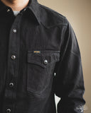 Iron Heart IHSH-218-BLK - 12oz Black Selvedge Denim Western "Johnny Cash III" Shirt