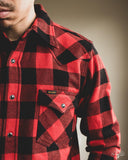 Iron Heart IHSH-232-RED Ultra Heavy Flannel Western Shirt - Red/Black