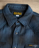 Iron Heart IHSH-264-NAV - UHF Ombré Check Western Shirt - Navy/Black