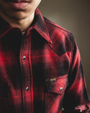 Iron Heart IHSH-264-RED - UHF Ombré Check Western Shirt - Red/Black