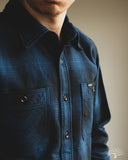 Iron Heart IHSH-265-NAV - UHF Ombré Check Work Shirt - Navy/Black