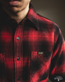 Iron Heart IHSH-265-RED - UHF Ombré Check Work Shirt - Red/Black