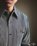 Iron Heart IHSH-274-IND - 12oz Hickory Stripe Work Shirt - Indigo