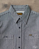 Iron Heart IHSH-274-IND - 12oz Hickory Stripe Work Shirt - Indigo