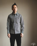 Iron Heart IHSH-274-IND - 12oz Hickory Stripe Work Shirt - Indigo