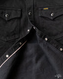 Iron Heart IHSH-295-BB - 14oz Selvedge Denim Western Shirt - Black/Black