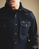 Iron Heart IHSH-295-IB - 14oz Selvedge Denim Western Shirt - Indigo/Black