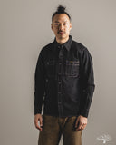 Iron Heart IHSH-326-BLK - 12oz Selvedge Denim Snap Work Shirt - Black