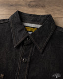 Iron Heart IHSH-326-BLK - 12oz Selvedge Denim Snap Work Shirt - Black