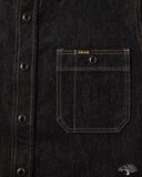 Iron Heart IHSH-326-BLK - 12oz Selvedge Denim Snap Work Shirt - Black