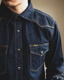 Iron Heart IHSH-33-IND - 12oz Selvedge Denim Western Shirt - Indigo
