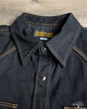 Iron Heart IHSH-33-OD - 12oz Selvedge Denim Western Shirt - Indigo Overdyed Black