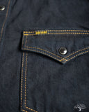 Iron Heart IHSH-33-OD - 12oz Selvedge Denim Western Shirt - Indigo Overdyed Black