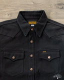 Iron Heart IHSH-362-BLK - 16oz Non-Selvedge Denim CPO Shirt - Superblack (Fades to Grey)