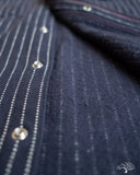 Iron Heart IHSH-401-NAV - Ultra Heavy Flannel Chalk Stripe Western Shirt - Navy