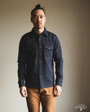 Iron Heart IHSH-401-NAV - Ultra Heavy Flannel Chalk Stripe Western Shirt - Navy
