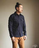 Iron Heart IHSH-401-NAV - Ultra Heavy Flannel Chalk Stripe Western Shirt - Navy