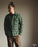 Iron Heart IHSH-405-GRN - Ultra Heavy Flannel Check Western Shirt - Green