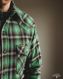 Iron Heart IHSH-405-GRN - Ultra Heavy Flannel Check Western Shirt - Green