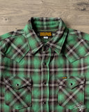 Iron Heart IHSH-405-GRN - Ultra Heavy Flannel Check Western Shirt - Green