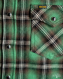 Iron Heart IHSH-405-GRN - Ultra Heavy Flannel Check Western Shirt - Green