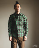 Iron Heart IHSH-405-GRN - Ultra Heavy Flannel Check Western Shirt - Green
