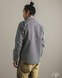 Iron Heart IHSH-421-IND - 12oz Hickory Stripe CPO Shirt - Indigo