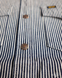 Iron Heart IHSH-421-IND - 12oz Hickory Stripe CPO Shirt - Indigo