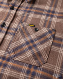 Iron Heart IHSH-430-BRN - Slubby Heavy Flannel Check Work Overshirt - Brown