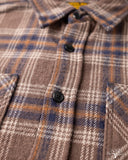 Iron Heart IHSH-430-BRN - Slubby Heavy Flannel Check Work Overshirt - Brown