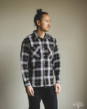Iron Heart IHSH-441-BLK - 9oz Selvedge Flannel Check Work Shirt - Black