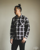 Iron Heart IHSH-441-BLK - 9oz Selvedge Flannel Check Work Shirt - Black