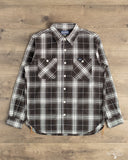 Iron Heart IHSH-441-BLK - 9oz Selvedge Flannel Check Work Shirt - Black