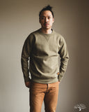 Iron Heart IHSW-69L-OLV - 14oz Ultra Heavyweight Loopwheel Cotton Crew Neck Sweat - Olive