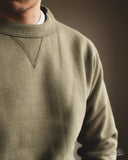 Iron Heart IHSW-69L-OLV - 14oz Ultra Heavyweight Loopwheel Cotton Crew Neck Sweat - Olive