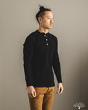 Iron Heart IHTL-1213-BLK - Waffle Knit Long Sleeve Thermal Henley - Black