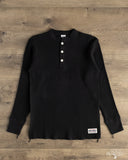 Iron Heart IHTL-1213-BLK - Waffle Knit Long Sleeve Thermal Henley - Black