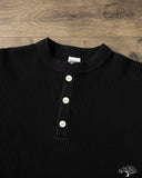 Iron Heart IHTL-1213-BLK - Waffle Knit Long Sleeve Thermal Henley - Black