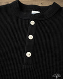 Iron Heart IHTL-1213-BLK - Waffle Knit Long Sleeve Thermal Henley - Black