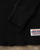 Iron Heart IHTL-1213-BLK - Waffle Knit Long Sleeve Thermal Henley - Black