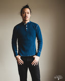 Iron Heart IHTL-1213-IND - Waffle Knit Long Sleeve Thermal Henley - Indigo