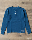 Iron Heart IHTL-1213-IND - Waffle Knit Long Sleeve Thermal Henley - Indigo