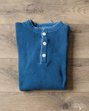 Iron Heart IHTL-1213-IND - Waffle Knit Long Sleeve Thermal Henley - Indigo