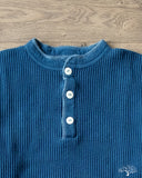 Iron Heart IHTL-1213-IND - Waffle Knit Long Sleeve Thermal Henley - Indigo
