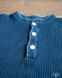 Iron Heart IHTL-1213-IND - Waffle Knit Long Sleeve Thermal Henley - Indigo