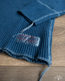 Iron Heart IHTL-1213-IND - Waffle Knit Long Sleeve Thermal Henley - Indigo
