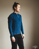 Iron Heart IHTL-1213-IND - Waffle Knit Long Sleeve Thermal Henley - Indigo